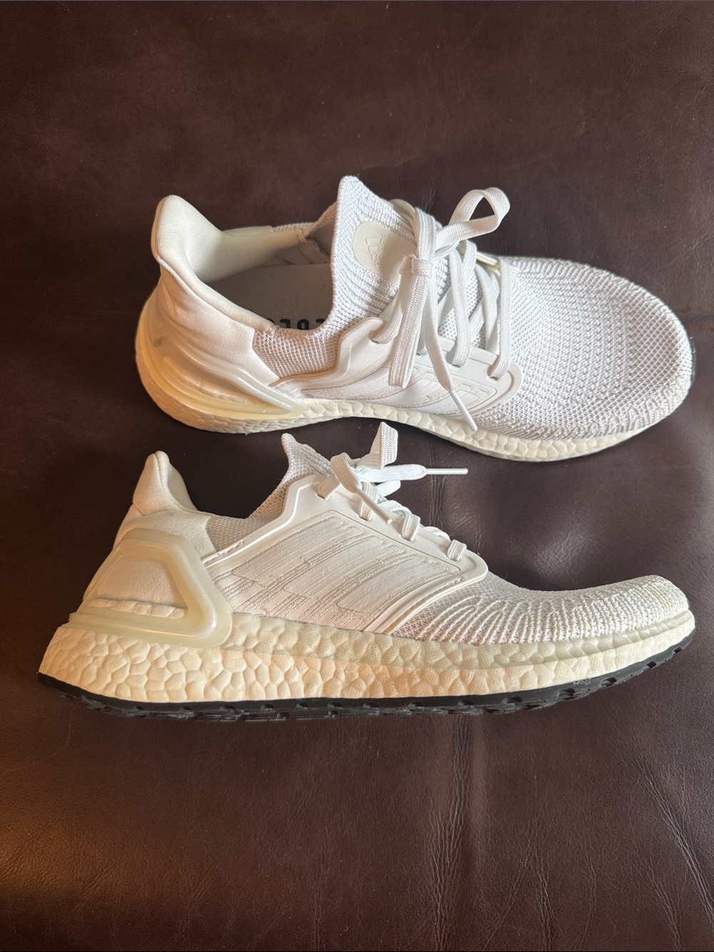 adidas White Knit Ultraboost Running Sneakers